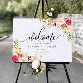 Rustic Peony Floral Welcome Weddingsign Poster