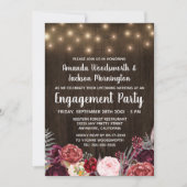 Rustic Peony Marsala Engagement Party Einladungen (Vorderseite)