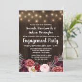 Rustic Peony Marsala Engagement Party Einladungen (Stehend Vorderseite)