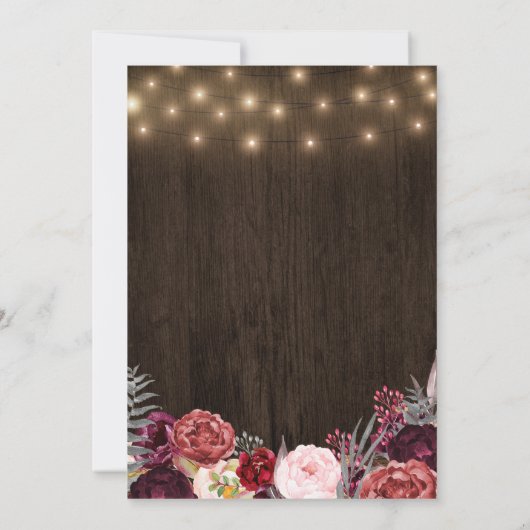 Rustic Peony Marsala Engagement Party Einladungen (Rückseite)