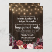 Rustic Peony Marsala Engagement Party Einladungen (Vorne/Hinten)