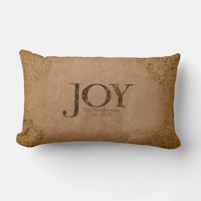 Rustic Personalisiert Joy Pillow Lendenkissen (Vorderseite)