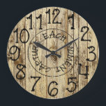 Rustic Personalized Brown Wood Capture Each Moment Große Wanduhr<br><div class="desc">Beautiful, unique, one-of-a-kind design features a faux-rustic brown wood background with black letters that say, "CAPTURE EACH MOMENT". Makes a great wedding, anniversary, or housewarming gift. What an elegant, rustic accessory for your living room, bedroom, or family room. If you need any help with customization please email me at ybnormalone...</div>