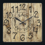 Rustic Personalized Brown Wood Capture Each Moment Quadratische Wanduhr<br><div class="desc">Beautiful, unique, one-of-a-kind design features a faux-rustic brown wood background with black letters that say, "CAPTURE EACH MOMENT". Makes a great wedding, anniversary, or housewarming gift. What an elegant, rustic accessory for your living room, bedroom, or family room. If you need any help with customization please email me at ybnormalone...</div>