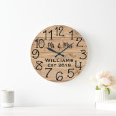 Rustic Personalized Brown Wood Custom Große Wanduhr (Zuhause)