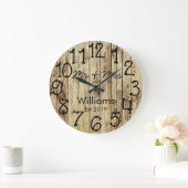Rustic Personalized Brown Wood Custom Große Wanduhr (Zuhause)