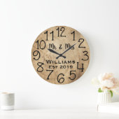 Rustic Personalized Brown Wood Custom Große Wanduhr (Zuhause)