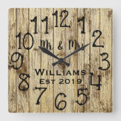 Rustic Personalized Brown Wood Custom Quadratische Wanduhr (Vorderseite)