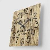 Rustic Personalized Brown Wood Custom Quadratische Wanduhr (Winkel)