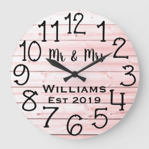 Rustic Personalized Gray Distressed Wood Custom Große Wanduhr