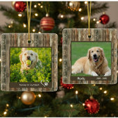 Rustic Pet Memorial Wood Texture Photo Keramikornament