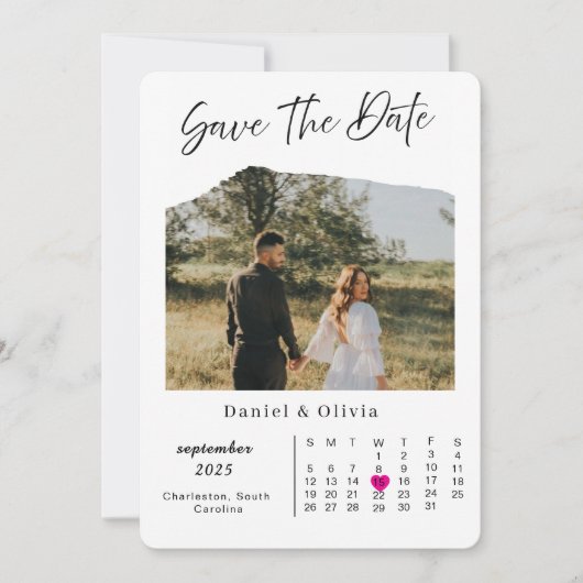 Rustic Photo Calendar Save The Date Card (Vorderseite)