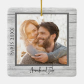 Rustic Photo Honeymoon Ornament (Rückseite)