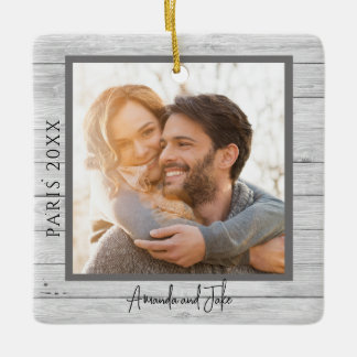 Rustic Photo Honeymoon Ornament