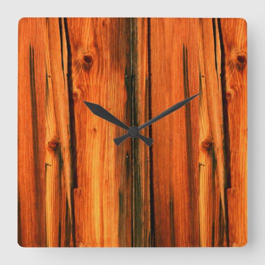 rustic pine boards quadratische wanduhr (Vorderseite)