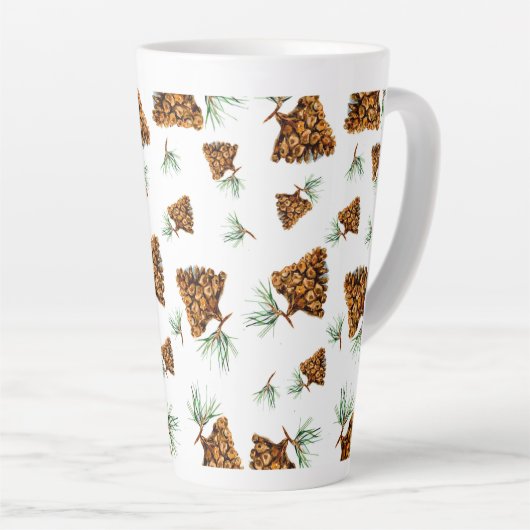Rustic Pine Cone Forest Mug – Nature-Inspired Desi Milchtasse (Rechte Ecke)