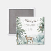 Rustic Pine Deer Owl Mountain Thank You Magnet (Vorderseite/Rückseite)