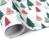 Rustic Pine Forest Scandi Christmas Trees Pattern Geschenkpapier (Rolleneckpunkt)