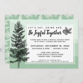 Rustic Pine Tree Mint Holiday Dinner / Party Einladung