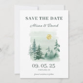 Rustic Pine Tree Photo Wedding Save the Date Einladung (Vorderseite)