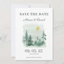 Rustic Pine Tree Photo Wedding Save the Date Einladung