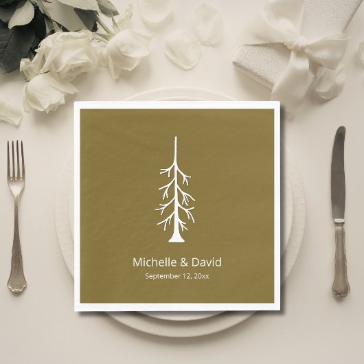 Rustic Pine Tree Woodland Casual Wedding Brown Serviette