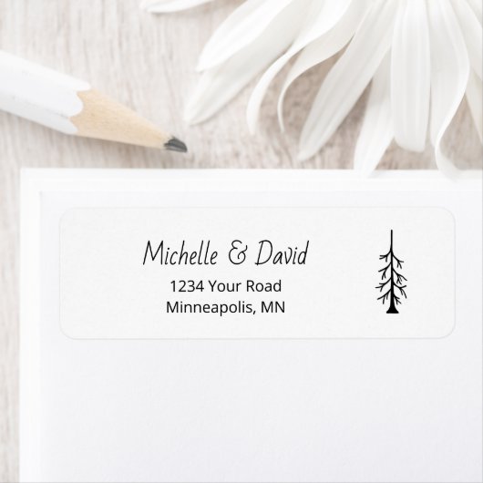 Rustic Pine Tree Woodland Wedding Return Address (Insitu)