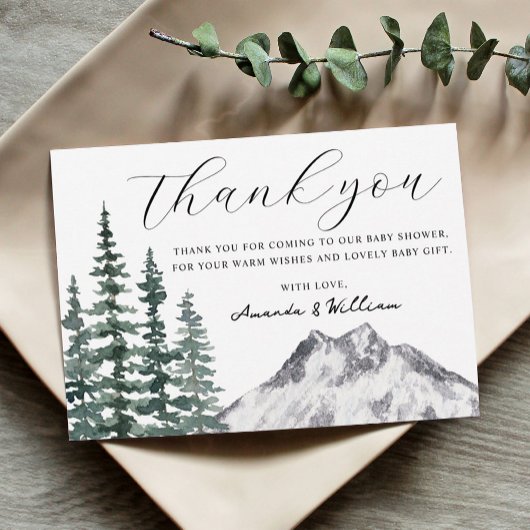 Rustic Pine Trees Baby Dusche Danke Karte