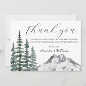 Rustic Pine Trees Baby Dusche Danke Karte (Vorderseite)