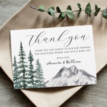 Rustic Pine Trees Baby Shower Thank You card