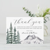 Rustic Pine Trees  Baby Shower Thank You card Dankeskarte (Stehend Vorderseite)