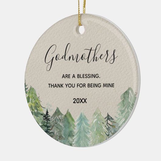 Rustic Pine Trees Winter Forest Godmothers Keramik Ornament (Links)