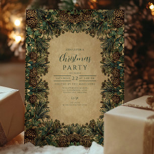 Rustic Pinecone Botanische Weihnachtszeit Einladung