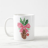 Rustic Pinecone Christmas Mug with Red Bow Kaffeetasse (Links)