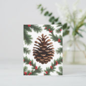 Rustic Pinecone Flatrate Holiday Card - Bauernhof Feiertagskarte (Stehend Vorderseite)