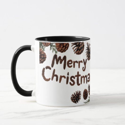 Rustic Pinecone Frohe Weihnachts Combo Tasse (Links)