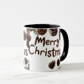 Rustic Pinecone Frohe Weihnachts Combo Tasse (VorderseiteRechts)