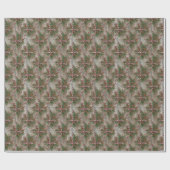 Rustic Pinecone Plaid Bow Christmas Wrapping Paper Geschenkpapier (Flach)