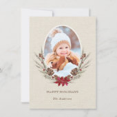 Rustic Pinecone Weihnachtskarte Feiertagskarte (Vorderseite)