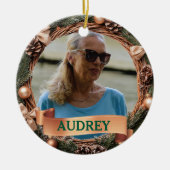 Rustic Pinecone Wreath ANY Photo Keramik Ornament (Vorne)