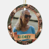 Rustic Pinecone Wreath ANY Photo Keramik Ornament (Links)