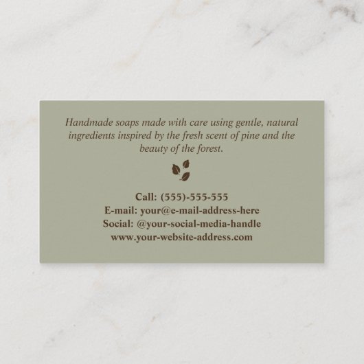 Rustic Pinecones Nature Photo Handmade Soap Maker Visitenkarte (Rückseite)