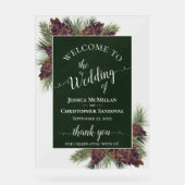 Rustic Pinecones & Pine Branches Wedding Welcome Acrylschild (Vorderseite)