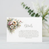 Rustic Pink and Orange Floral Wedding Details Begleitkarte (Stehend Vorderseite)