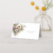 Rustic Pink and Orange Floral Wedding Place Card Platzkarte (Rückseite)