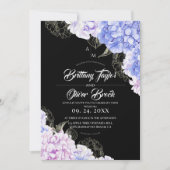 Rustic Pink & Blue Hydrangea Dark Wedding  Einladung (Vorderseite)