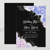 Rustic Pink & Blue Hydrangea Dark Wedding  Einladung (Vorne/Hinten)