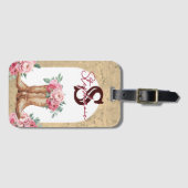 Rustic Pink Cowgirl Monogrammed Floral Gepäckanhänger (Vorderseite (Horizontal))