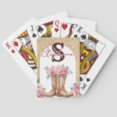 Rustic Pink Cowgirl Monogrammed Floral Spielkarten (Rückseite)