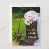 Rustic Pink Daisies Cowboy Boots Wedding Vielen Da Mitteilungskarte (Vorderseite)